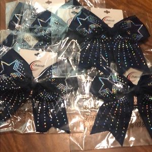 NEW bundle of 7 navy blue glitter star graphic bow